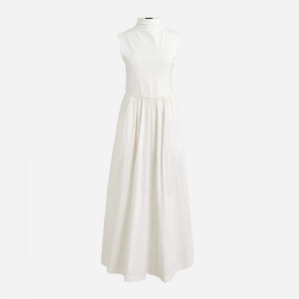 NWT J.Crew Fitted knit mockneck dress with poplin skirt